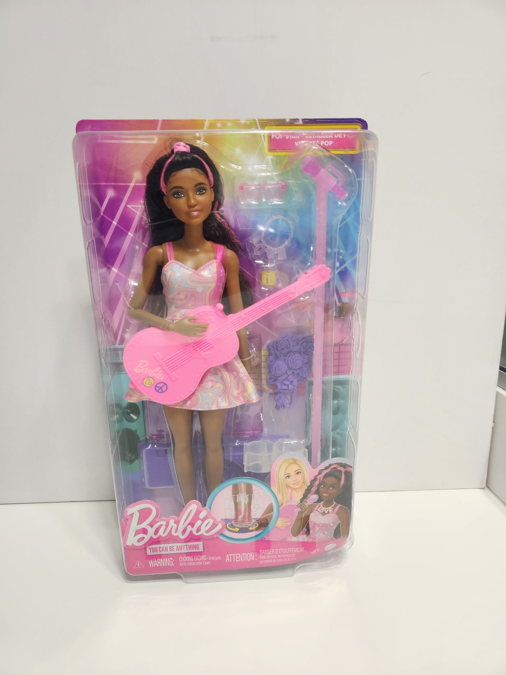 Barbie Doll with Pink Guitar - Multicolor Dress